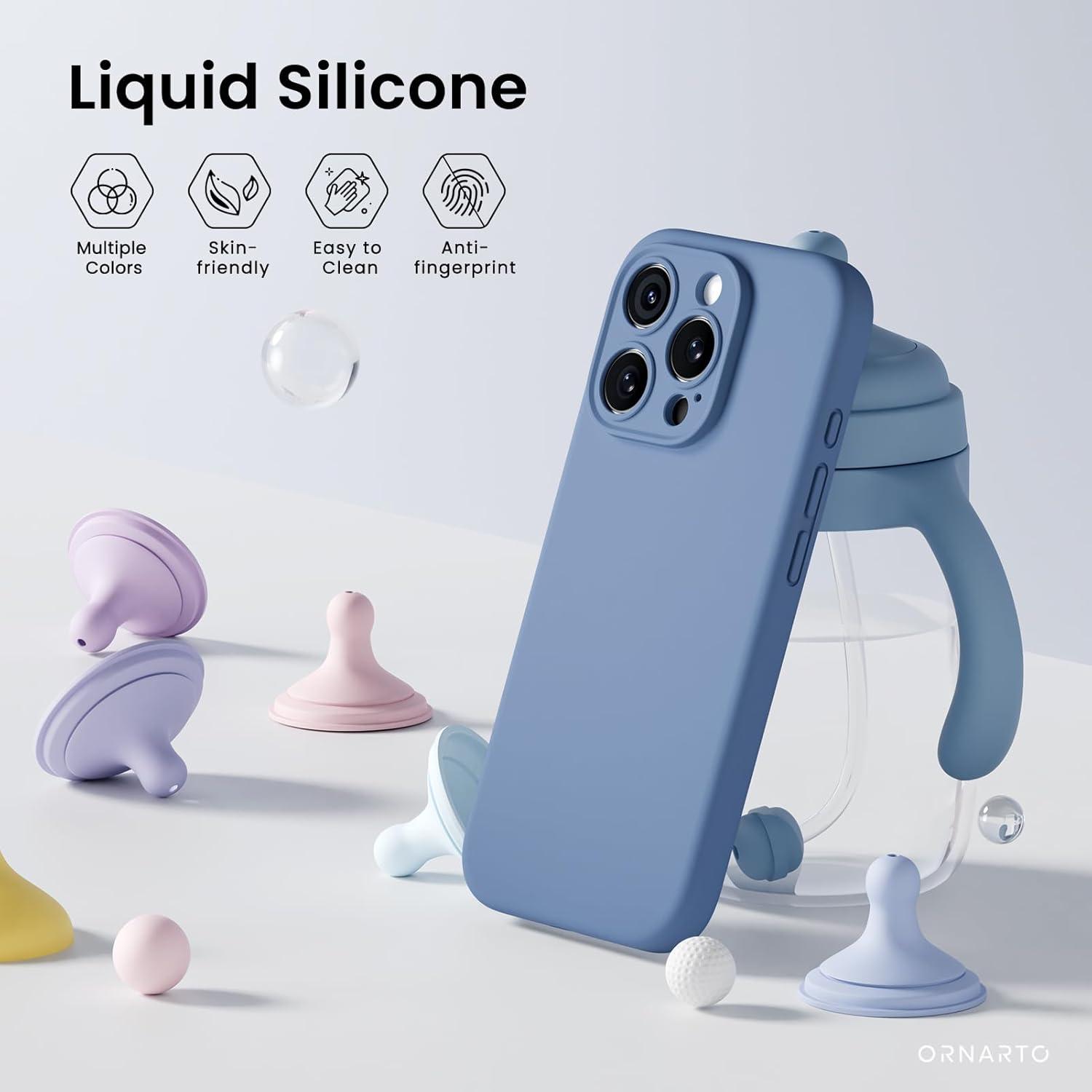 iPhone 16 Pro Hülle mit Kameraschutz und Schutzfolien in Blau