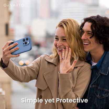 iPhone 16 Pro Hülle ORNARTO flüssiges Silikon Kameraschutz 6.3 Zoll Blau