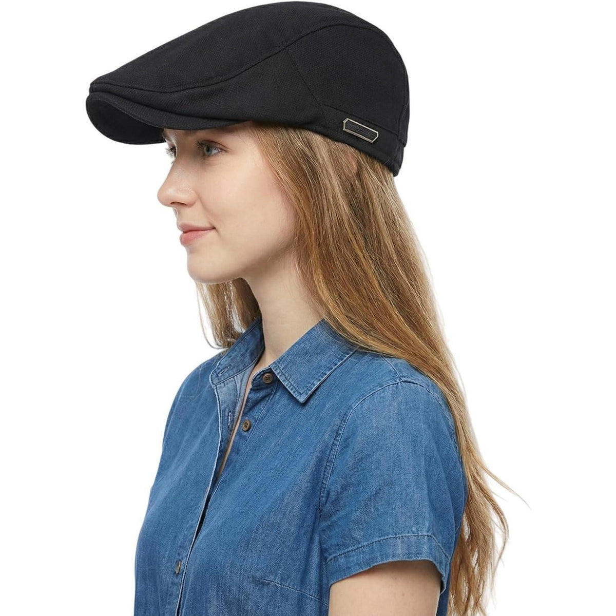 Herren Schiebermütze mit Futter – Gatsby Flatcap Newsboy Cap Schwarz