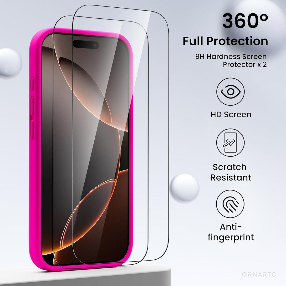iPhone 16 Pro Hülle Kameraschutz Schutzfolien Silikon Leuchtend Rosa