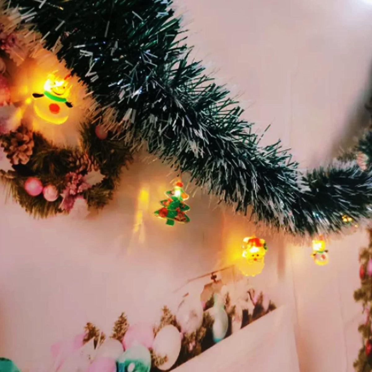 10m Weihnachtsgirlande Grün Lametta Metallisch Weihnachtsdeko für Baum