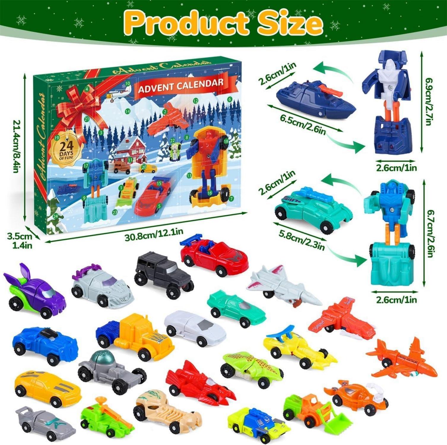 24-teiliger Verformungsauto Adventskalender für Kinder - Fahrzeuge