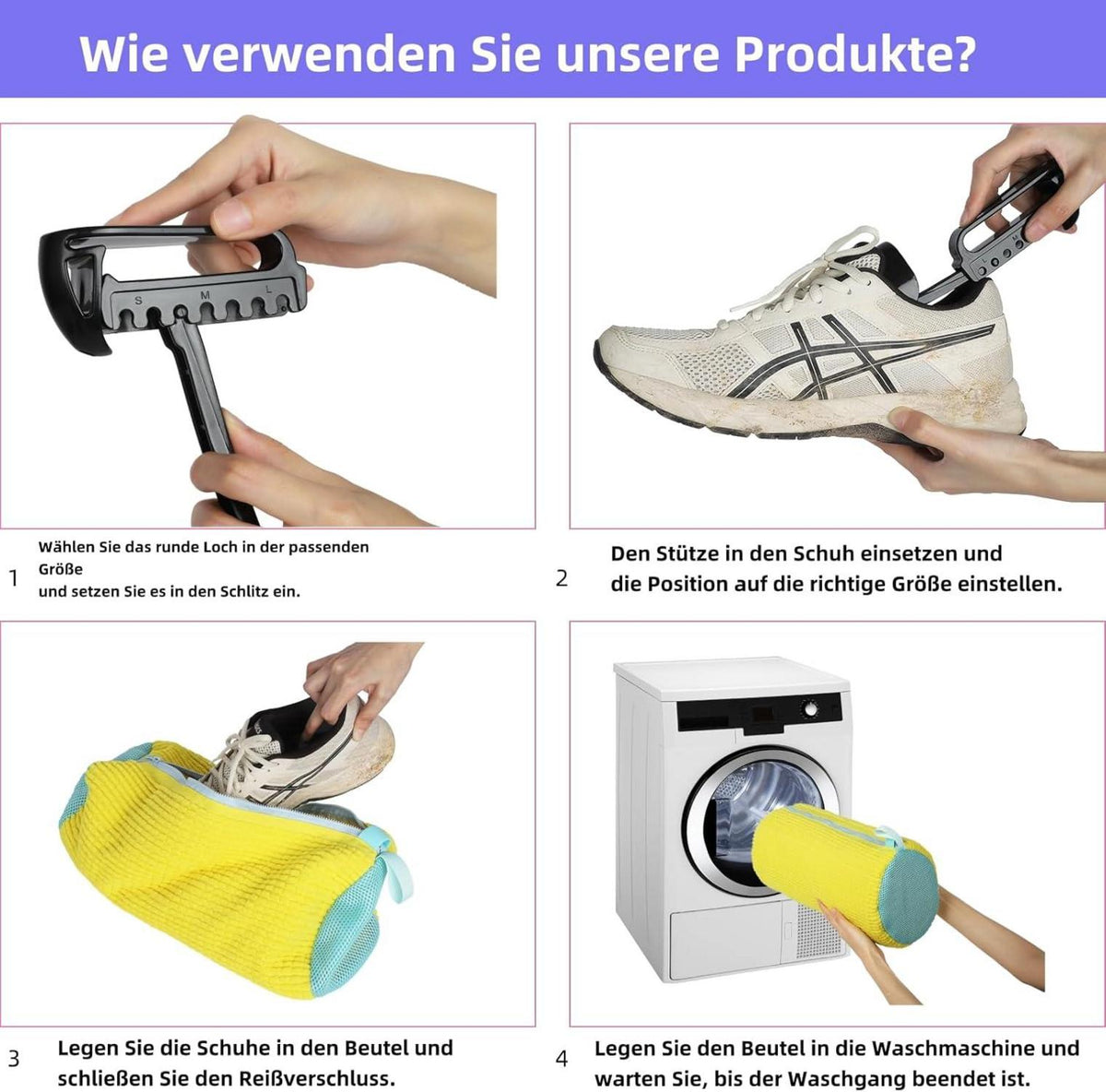 JEYTIFUL Schuhwaschbeutel Pack of 2 360° Reinigung Gelb wäschenetz schuhe