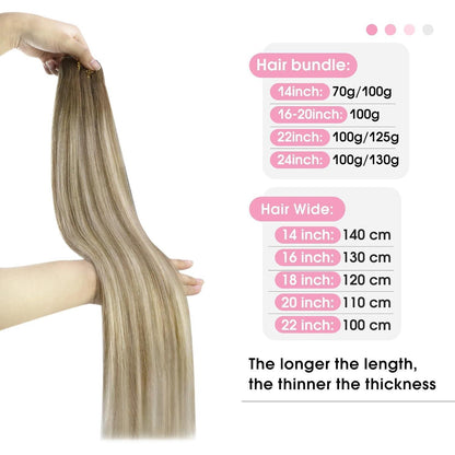 Echthaar Tressen Ombre 50cm - Hellbraun/Platinblond