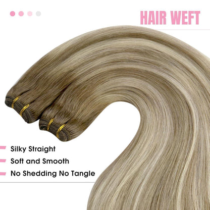 Echthaar Tressen Ombre 50cm - Hellbraun/Platinblond