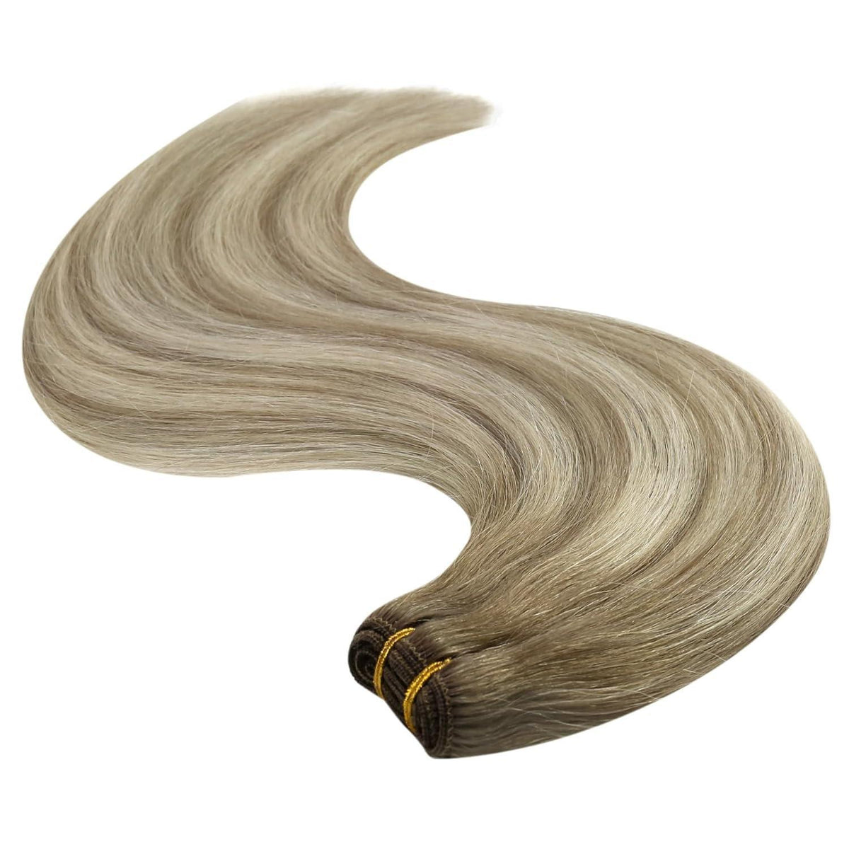 Echthaar Tressen Ombre 50cm - Hellbraun/Platinblond