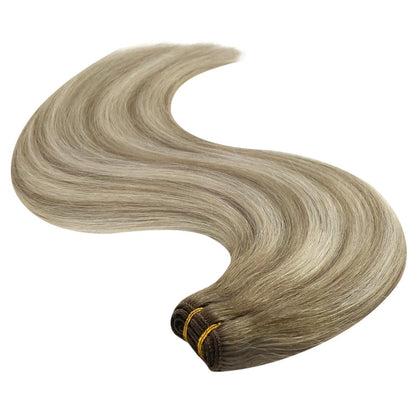 Echthaar Tressen Ombre 50cm - Hellbraun/Platinblond