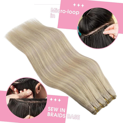 Blond Echthaar Tressen 50cm - Aschblond & Platinblond
