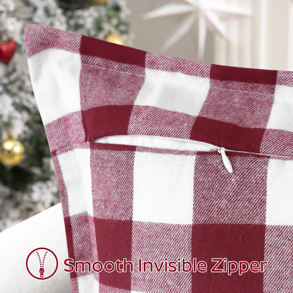 Weihnachtliche Tartan Kissenbezüge 2er Set Rot Weiß 40x40cm