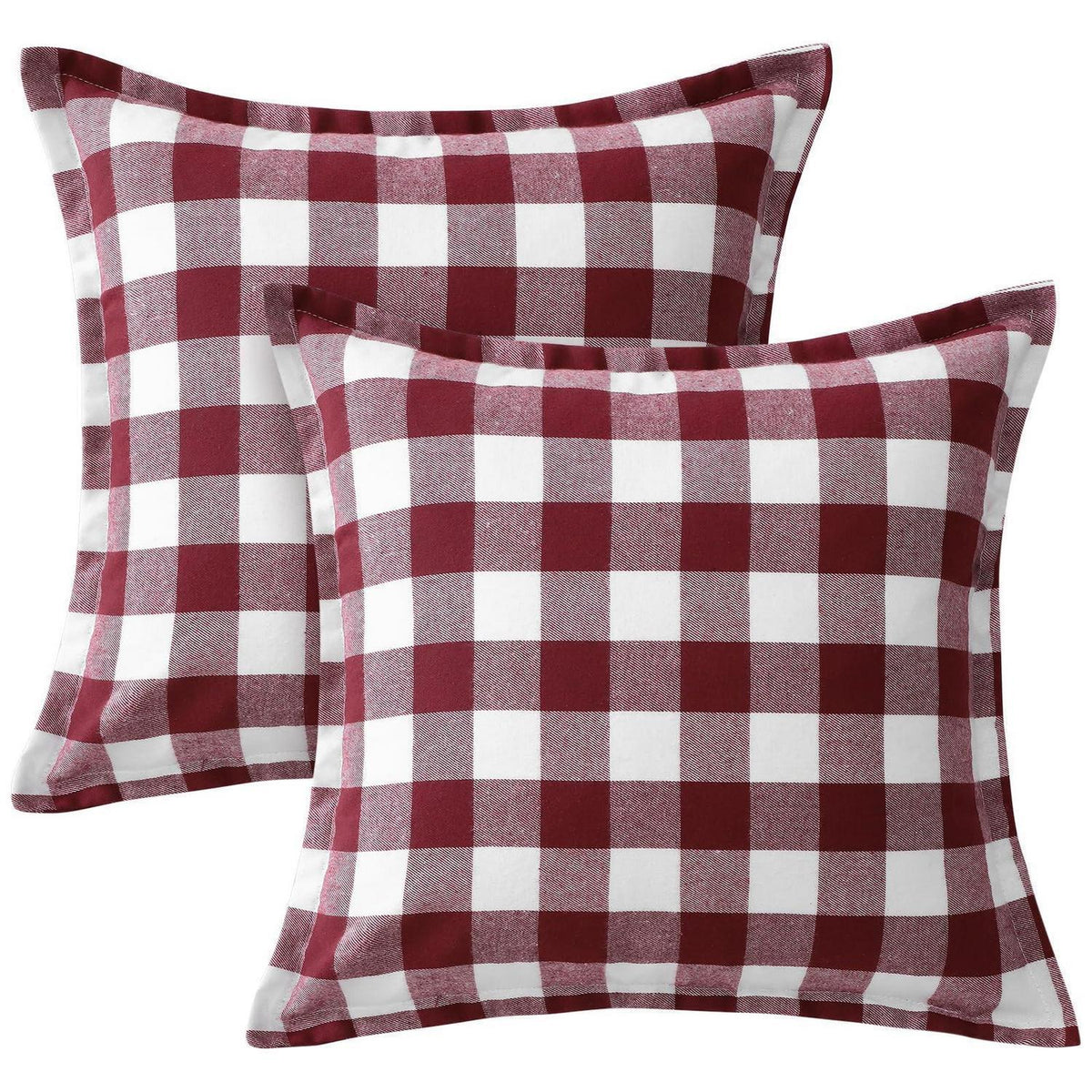 Weihnachtliche Tartan Kissenbezüge 2er Set Rot Weiß 40x40cm