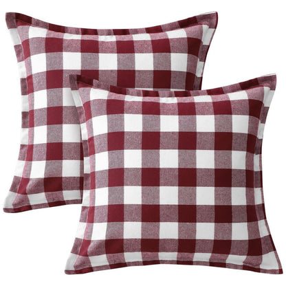 Weihnachtliche Tartan Kissenbezüge 2er Set Rot Weiß 40x40cm