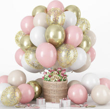 12'' Luftballon Set Rosa Gold Konfetti Latex Helium Ballons