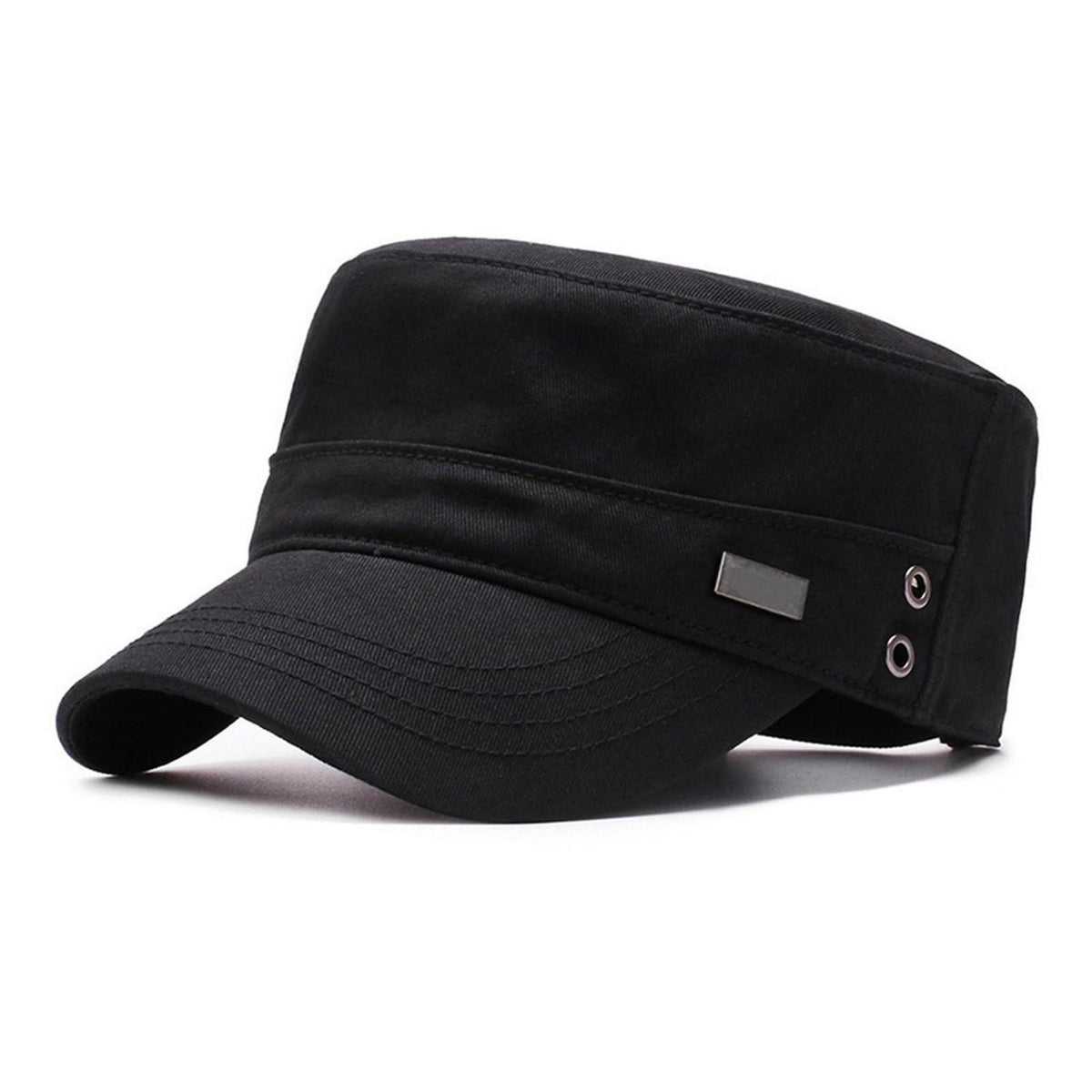 Military Cap Herren – Verstellbare Army Flat Cap Schwarz