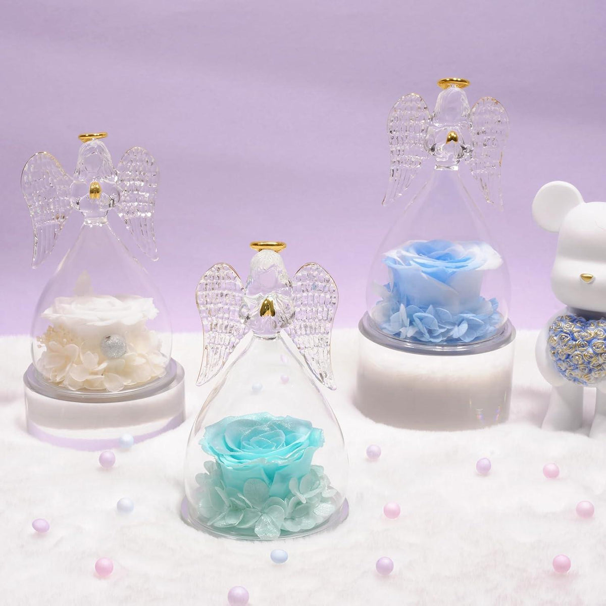 Ewige Rose Engel Glasfigur Weihnachten Valentinstag Geburtstag Mama
