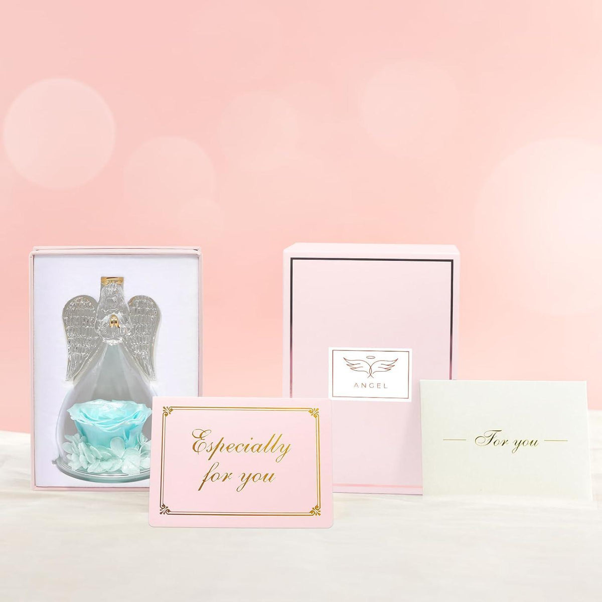 Ewige Rose Engel Figur Glaskuppel Geschenkbox Weihnachten Mama Oma