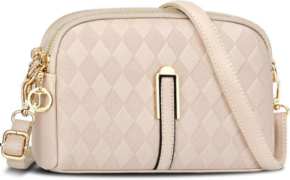 Kleine Damen Umhängetasche Leder Crossbody Handtasche Apricot