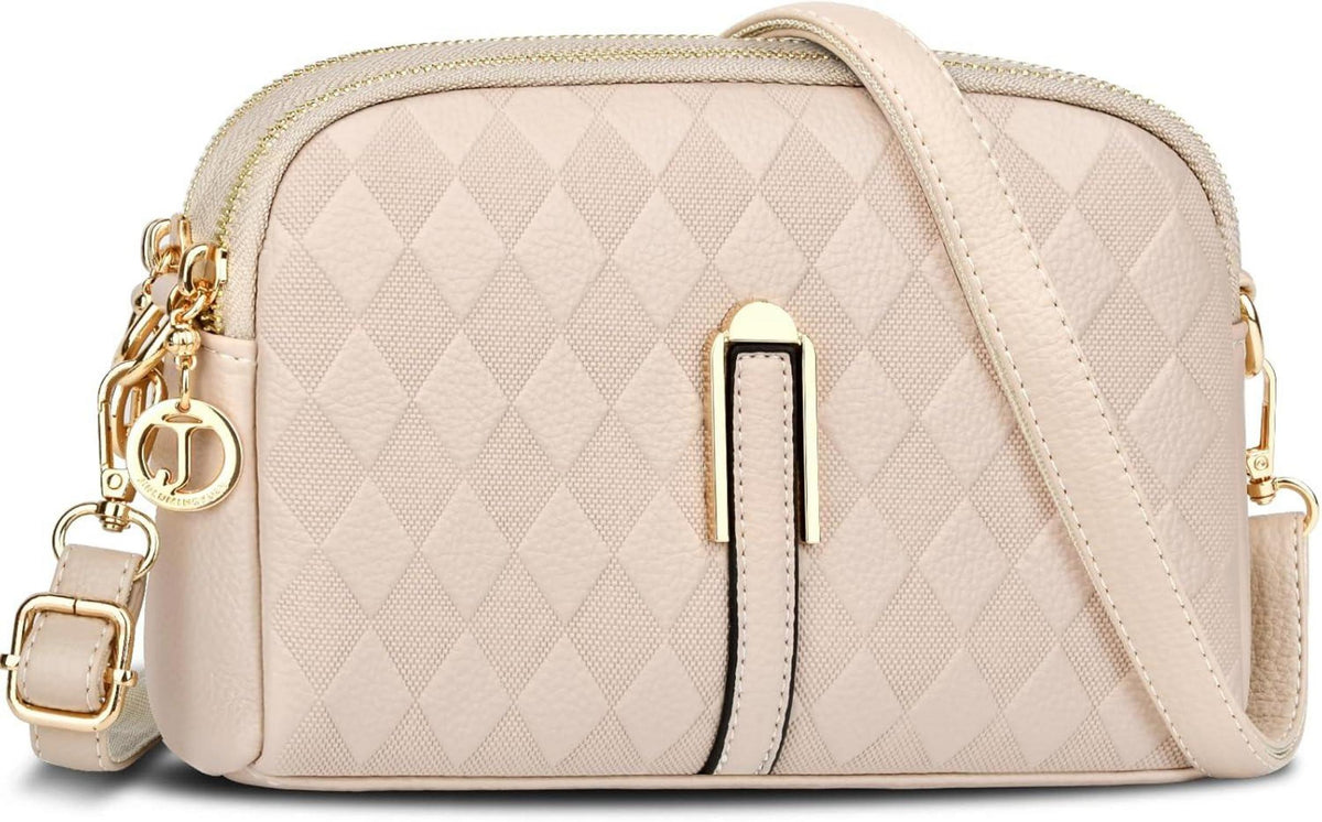 Kleine Damen Umhängetasche Leder Crossbody Handtasche Apricot