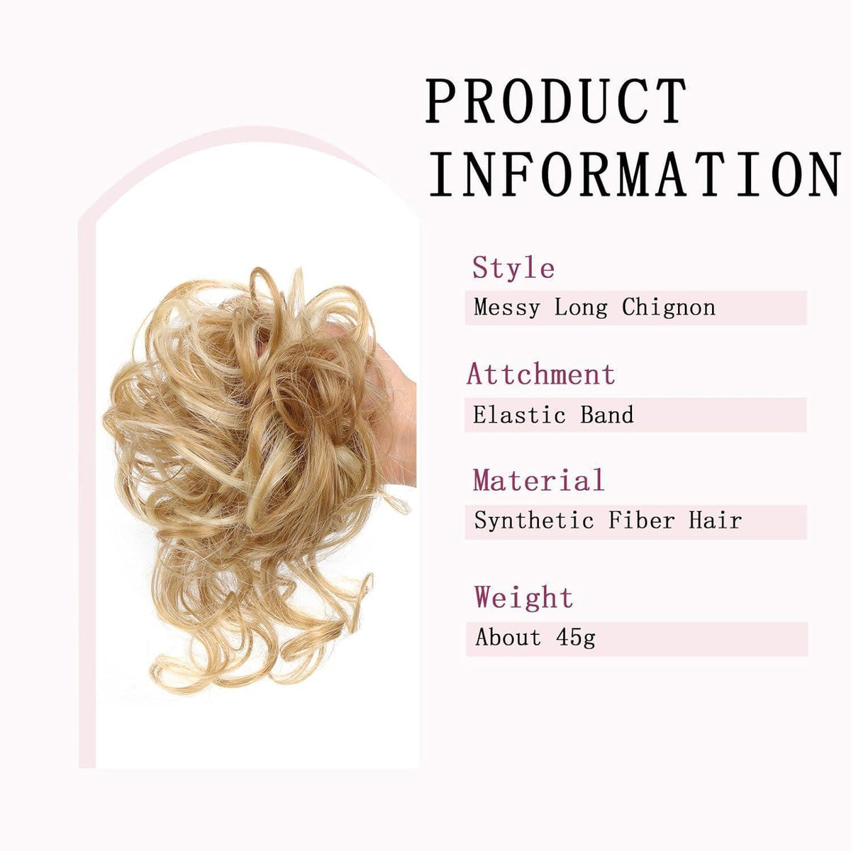 Welliges Haarknoten-Haarteil mit Gummiband – Pferdeschwanz