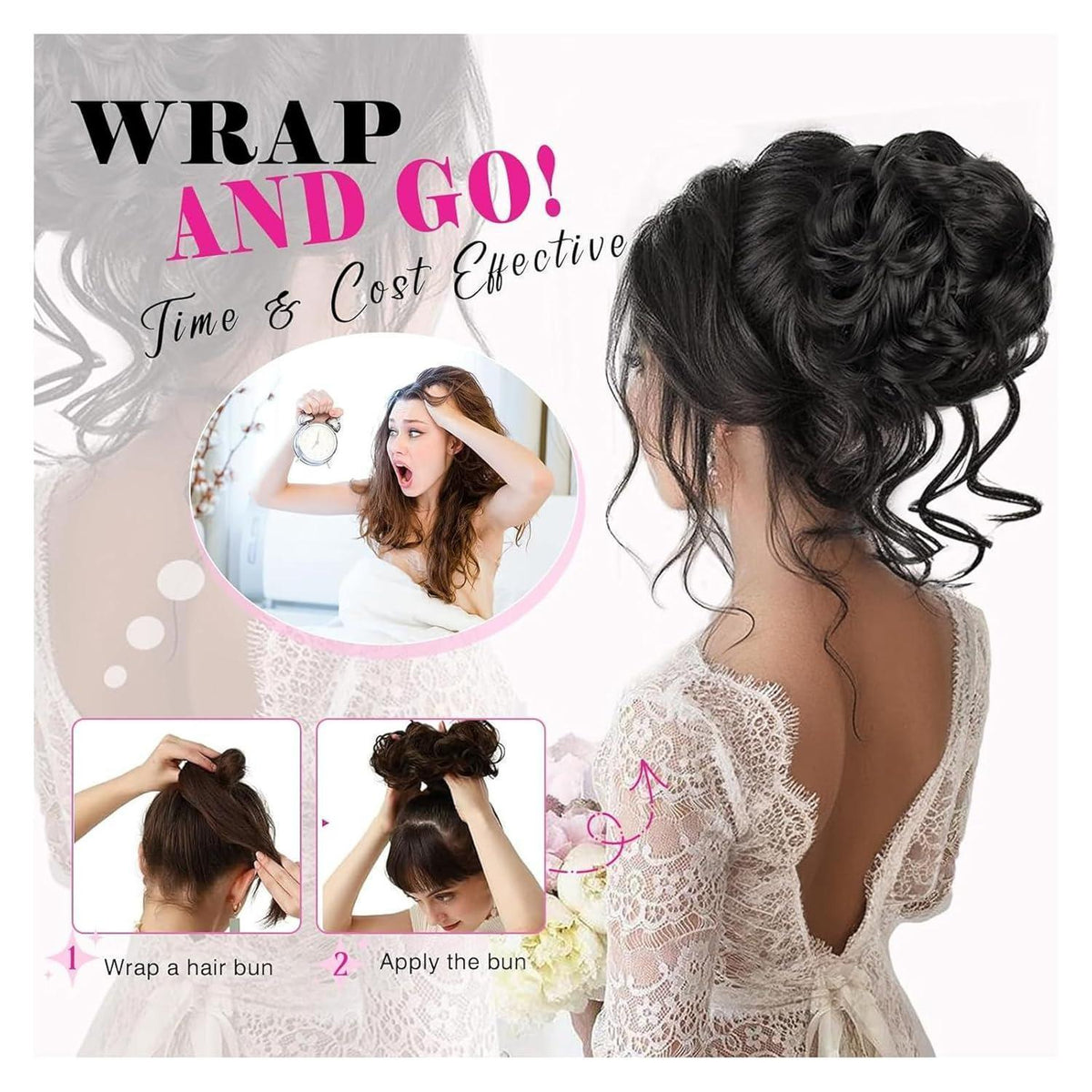 Welliges Haarknoten-Haarteil mit Gummiband – Pferdeschwanz