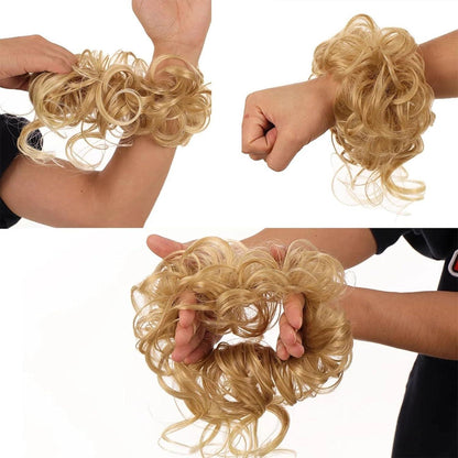 Welliges Haarknoten-Haarteil mit Gummiband – Pferdeschwanz