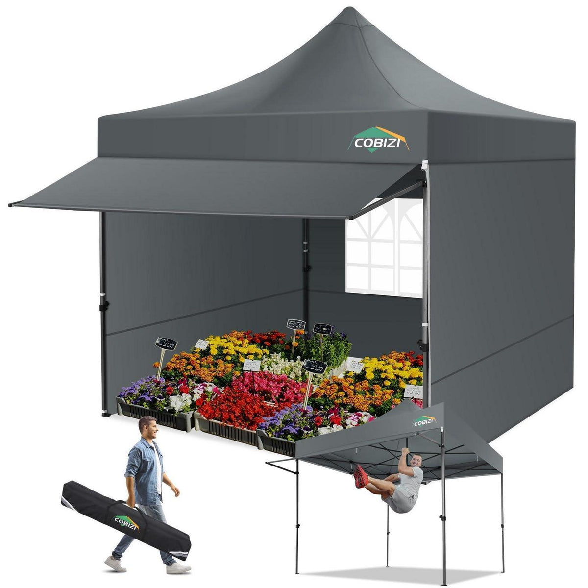 3x3m Faltpavillon wasserdicht & winterfest mit Seitenwänden