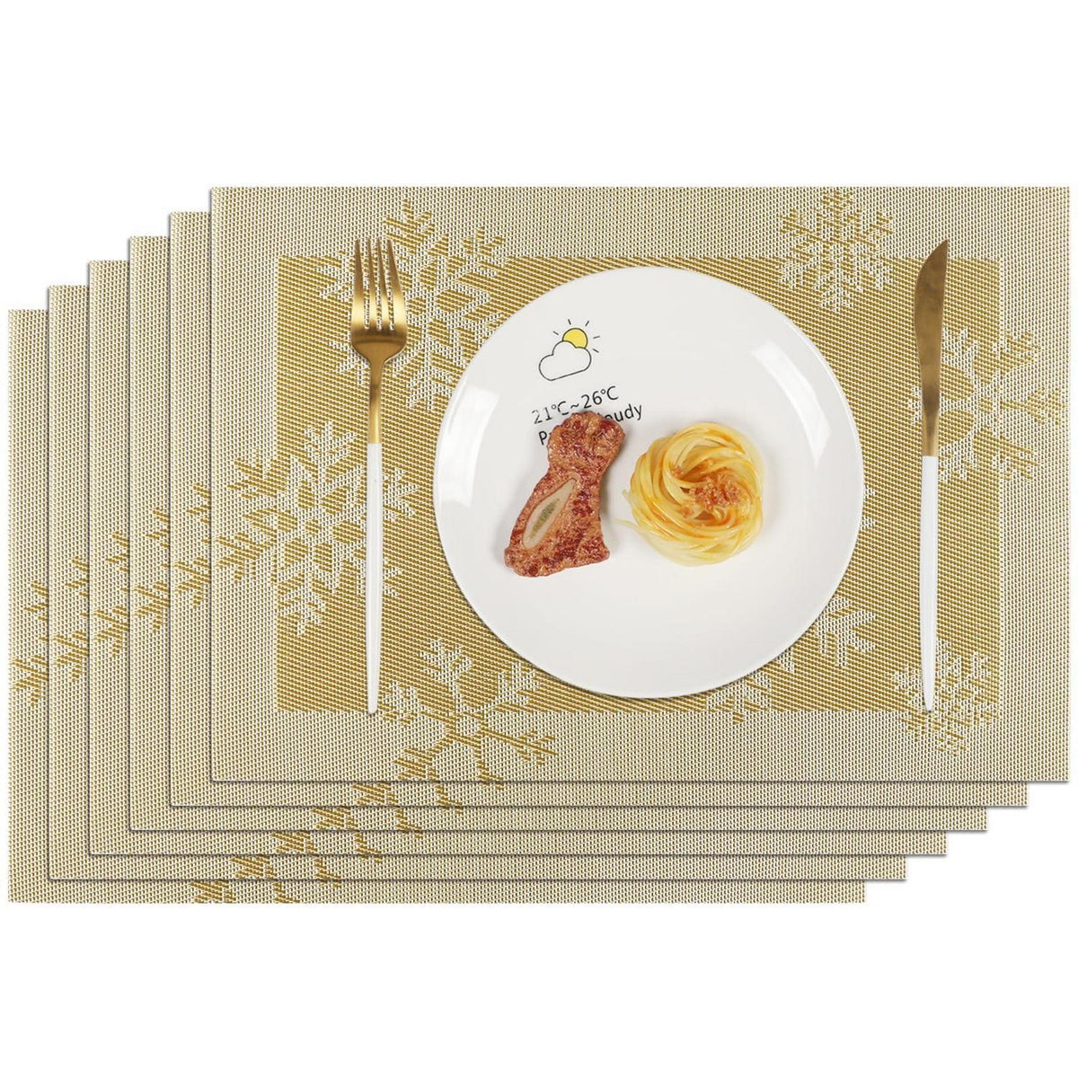Platzsets Weihnachten 6er Set Gold abwaschbar & hitzebeständig