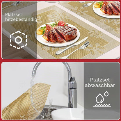 Platzsets Weihnachten 6er Set Gold abwaschbar & hitzebeständig