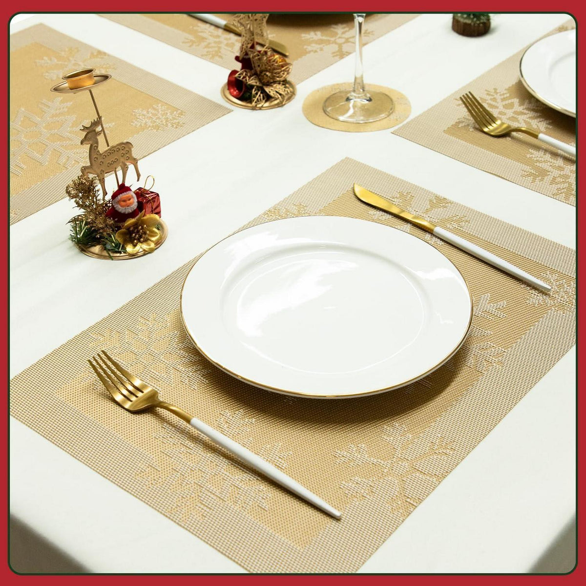 Platzsets Weihnachten 6er Set Gold abwaschbar & hitzebeständig