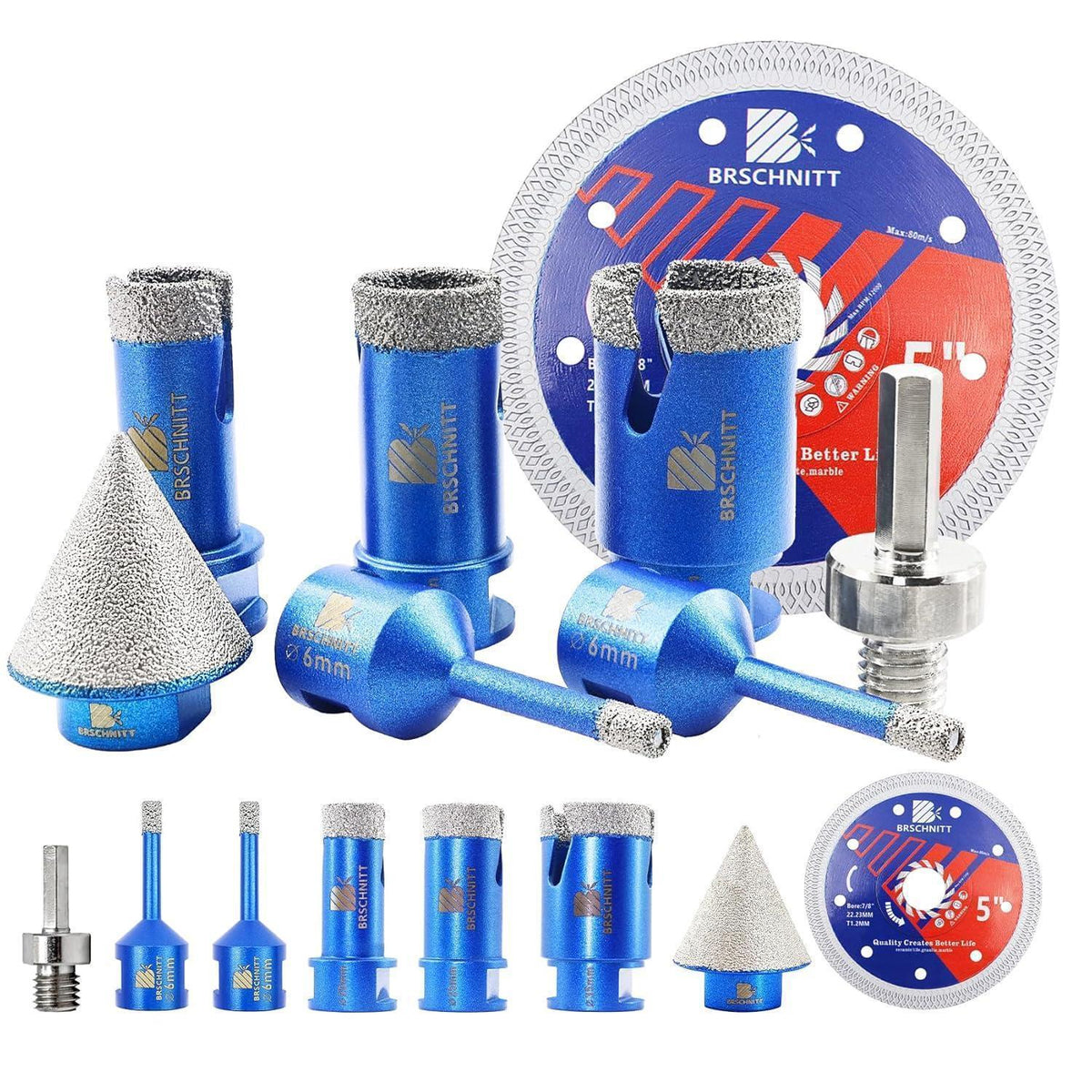 Diamant-Kernbohrer-Set M14 für Fliesen & Stein mit 125mm Diamantklinge
