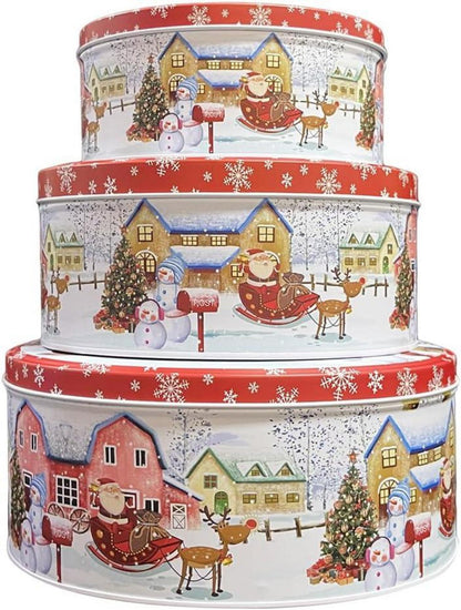 Weihnachtsdosen Set Metall Weihnachten Deko Plätzchen Blechdosen Rund