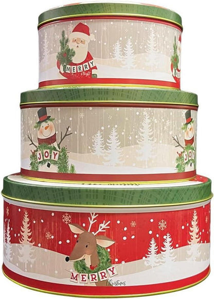 3-teiliges Weihnachtsdosen-Set Metall Keksdose Gebäckdose Plätzchendosen Festliche Aufbewahrung