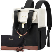 Rucksack Damen 15,6 Zoll Laptop Schulrucksack Groß Beige Schwarz Braun