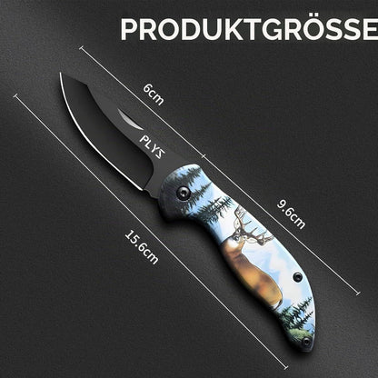 Tragbares Klappmesser mit Rentiermuster – Scharfe Klinge für Outdoor