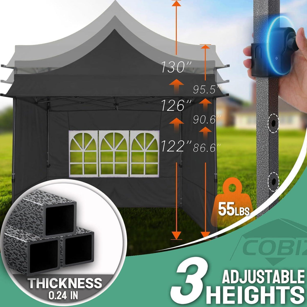 Faltpavillon 3x3 mit Markise – Wasserdicht & Winterfest