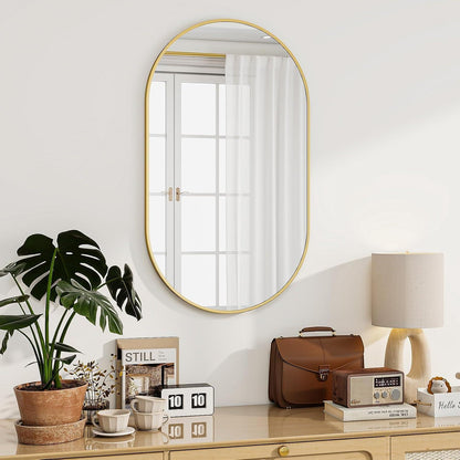 Ovaler Wandspiegel 43x76cm – Gehärtetes Glas, Gold