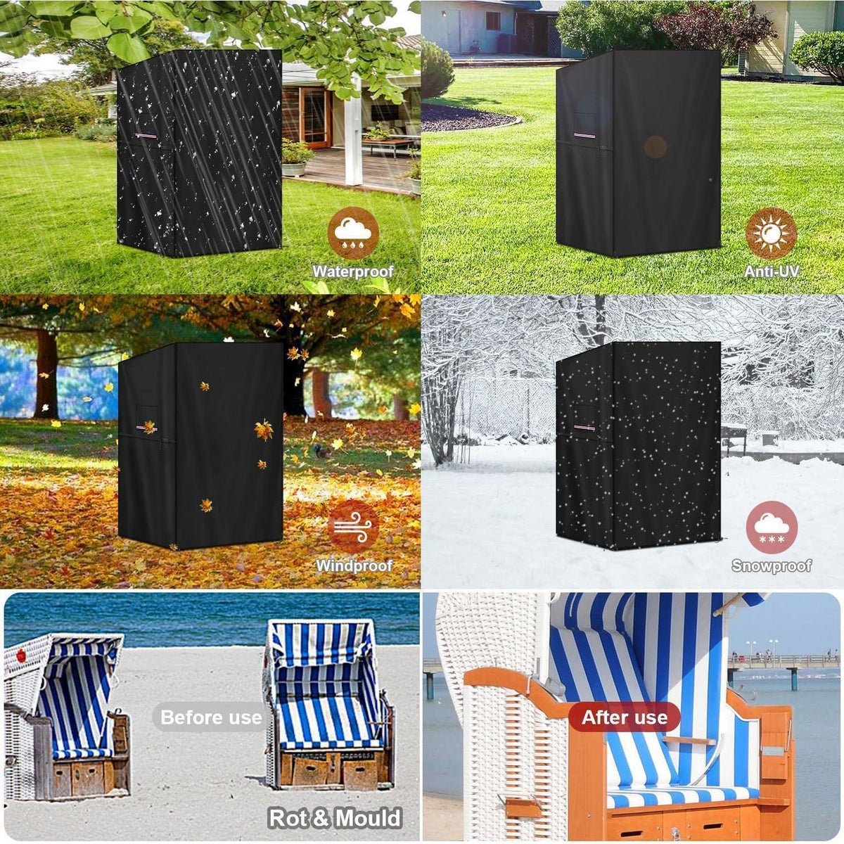 Strandkorb Schutzhülle 100x90x155cm Wasserdicht & Winterfest