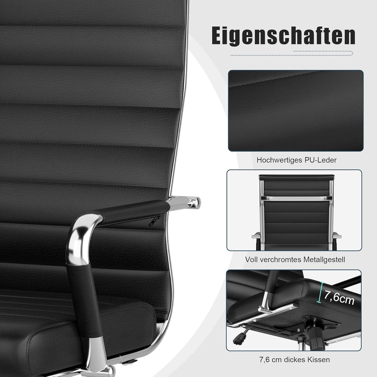 Bürostuhl Ergonomisch Wippfunktion bis 150 kg schwarz