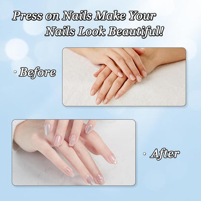 24 Stk. Hellrosa Künstliche Nägel Press on Nails Nagelkleber