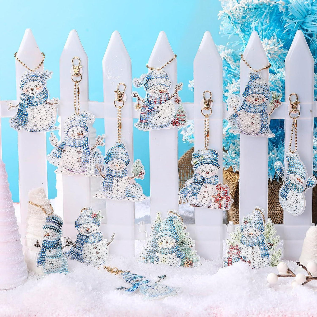 Diamant Painting Schneemann Anhänger Set Weihnachten DIY Basteln