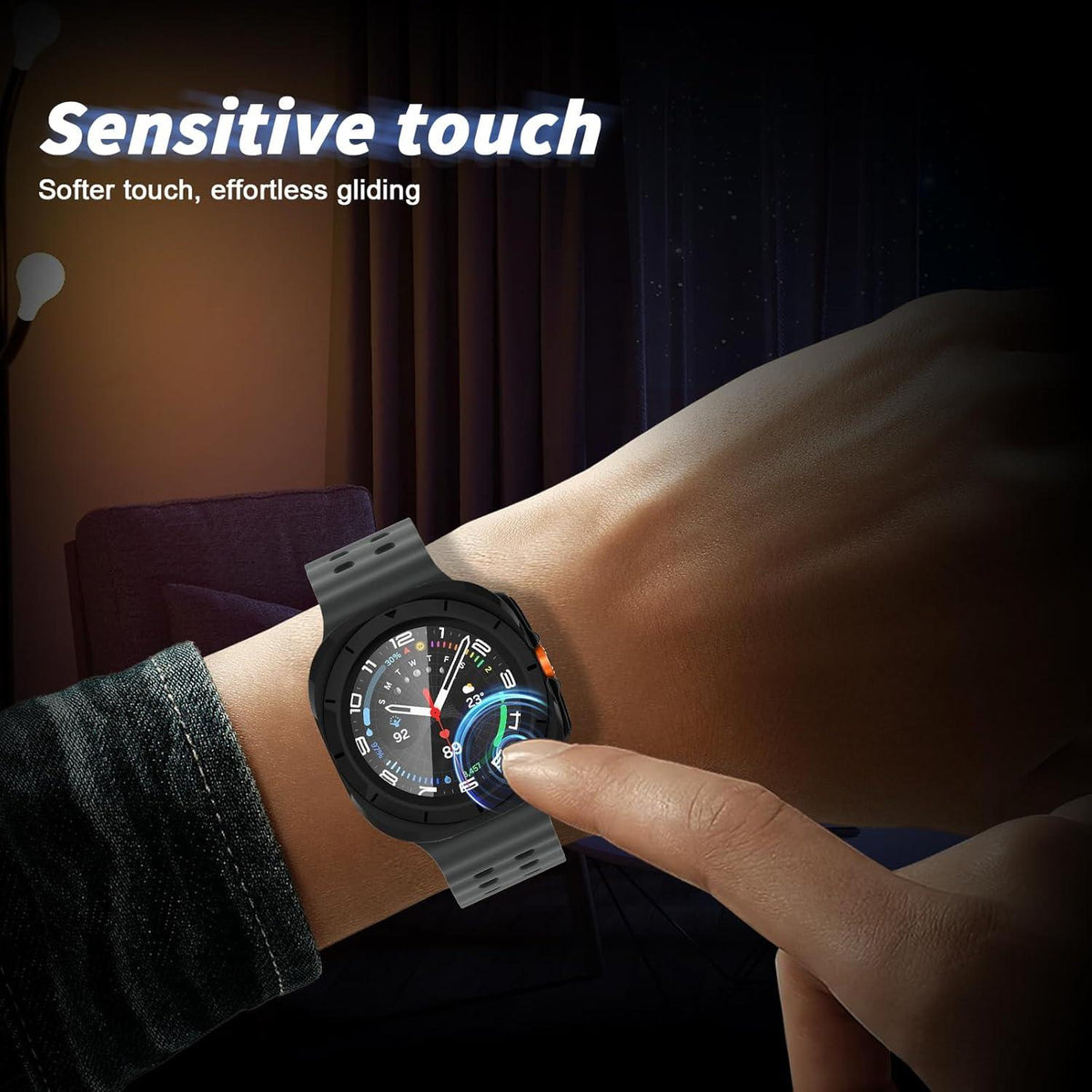 QULLOO 2 Stück Schutzhülle Galaxy Watch 7 Ultra 47MM Schwarz Transparent Displayfolie