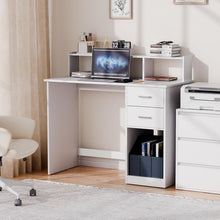Schreibtisch mit Schubladen und Regal, Weiß, 105x48x94cm