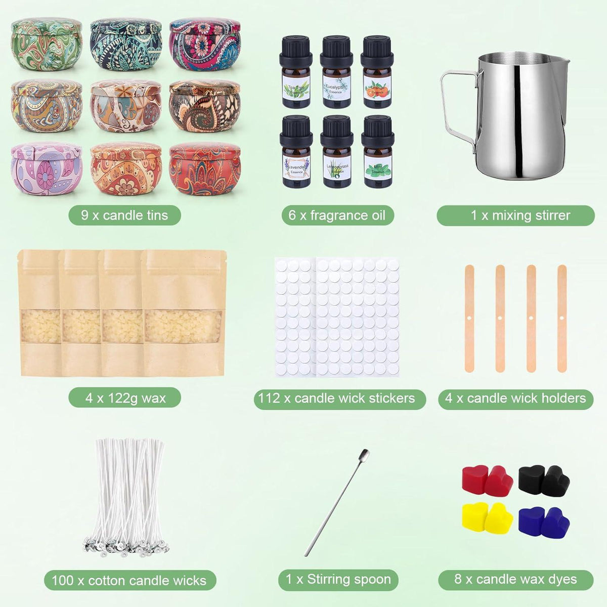 DIY Kerzenherstellung Set Duftkerzen Geschenk 480g Sojawachs