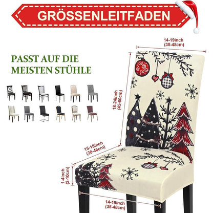 Weihnachts Stuhlhussen 6er Set - Elastisch & Waschbar