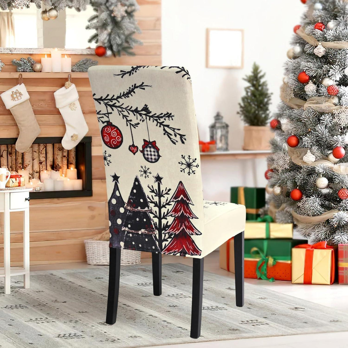 Weihnachts Stuhlhussen 6er Set - Elastisch & Waschbar