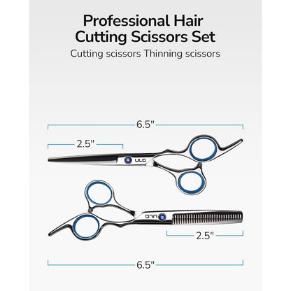 Professionelles Haarschneidescheren Set mit Ausdünnungsschere 6,5 Zoll Blau