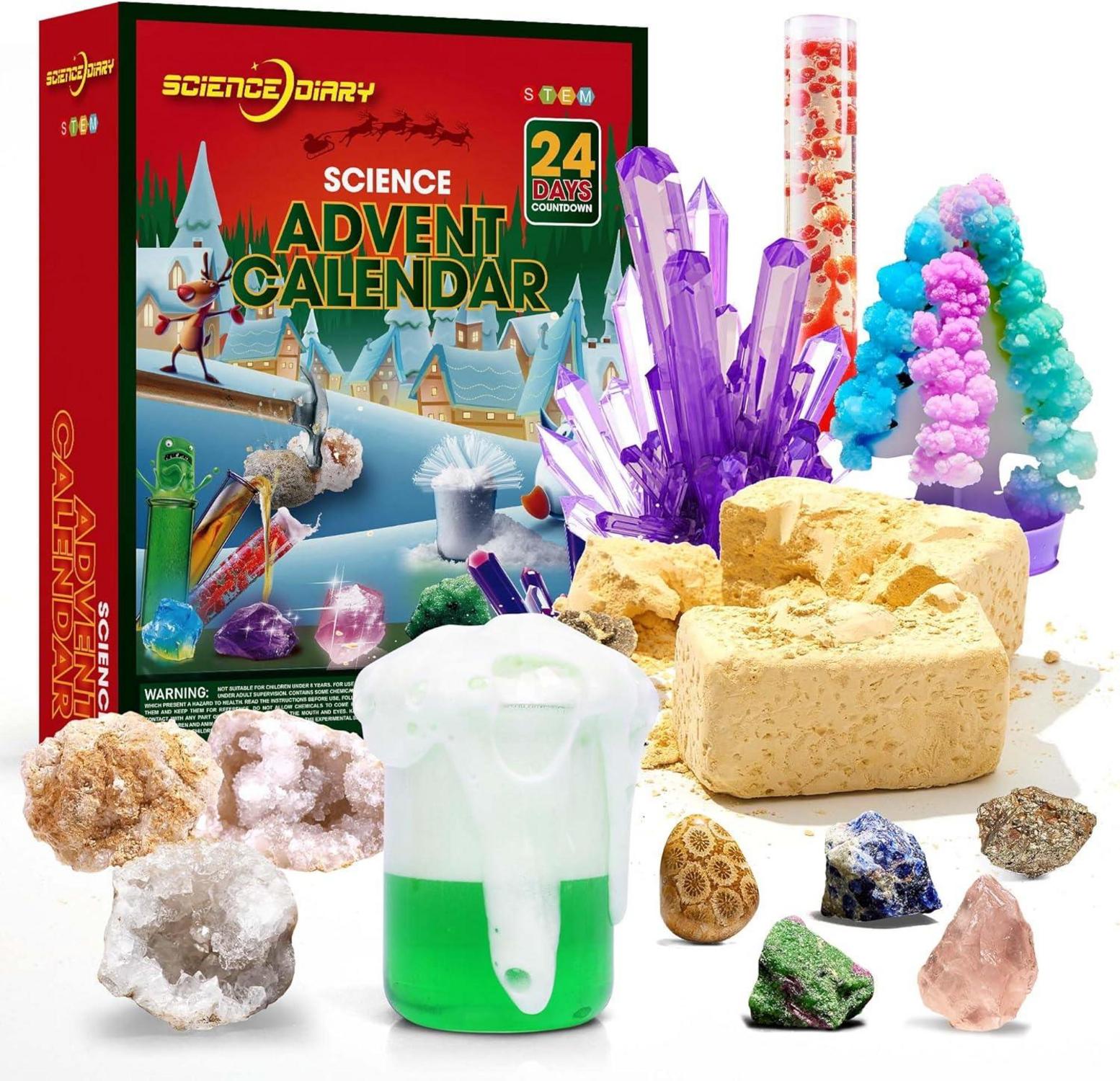 Experimente & Edelstein Adventskalender 2024 für Kinder - STEM