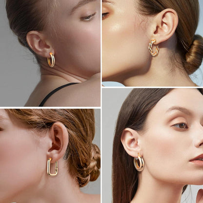 6 Paar Goldene Creolen Ohrringe Set vergoldet
