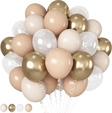 12x Party Luftballons Weiß Gold Beige Helium Latex Retro
