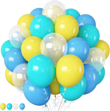 Luftballons 12 Zoll Blau Gelb Transparent für Ocean Party Deko