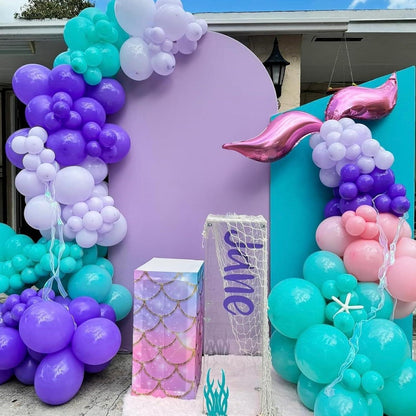 Meerjungfrau Luftballon Set Lila Grün Rosa Türkis Konfetti 60 Stk. 12 Zoll